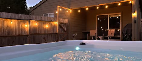 Hot tub with hanging lights