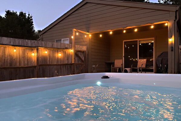 Hot tub with hanging lights