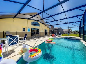 Relax and recharge with your own private pool and spa — the perfect spot to unwind.