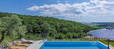 Water, Sky, Cloud, Property, Swimming Pool, Blue, Azure, Building, Outdoor Furniture, Rectangle