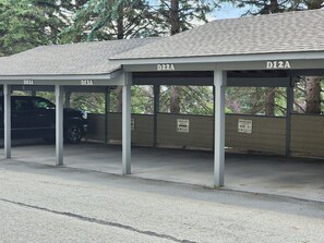 A private covered parking spot, inc. with rental (addt'l free lot parking)