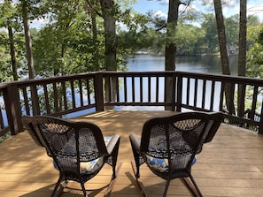 Private lakefront deck overlooking Packard Pond