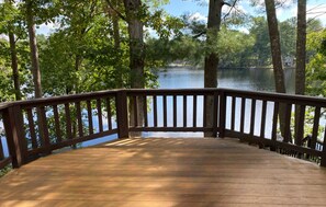 Private lakefront deck overlooking Packard Pond