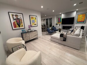 Cozy living room with gas fireplace