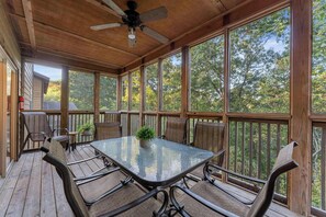 Enjoy some meals or a morning cup of coffee on the screened in back porch!