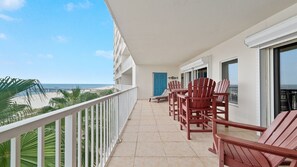 Enjoy breakfast, lunch, and dinner on the balcony
