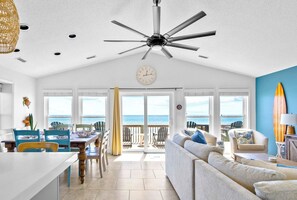 Upside down floorpan feature a kitchen/living/dining area that takes advantage of the spectacular ocean views.