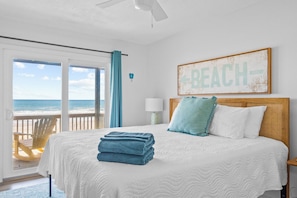 Four king oceanfront bedrooms have access to the shady lower decks and gorgeous dune and ocean views