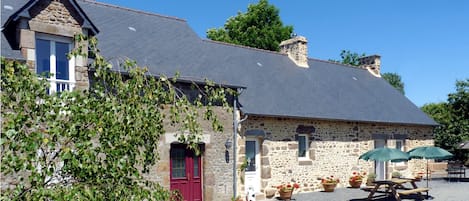 The front of the house, south facing so gets the sun all day. Not overlooked