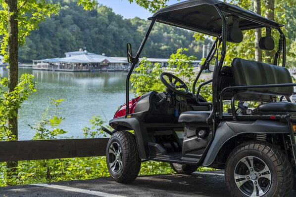 Private Golf Cart Parking at the Marina and Restaurant right by our house