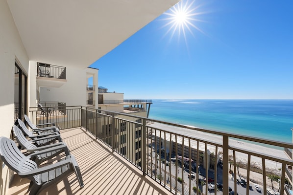 Relax on the Balcony(s)! HUGE, LONG Balcony that provides 180-degree views! You could spend your entire vacation here on the balcony alone!