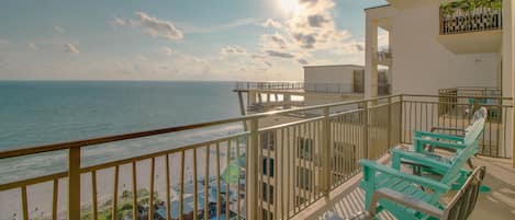 Catch a spectacular sunset with sweeping ocean views from this spacious balcony!