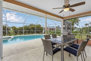 Spacious covered dining space