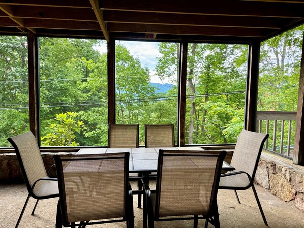 SUMMER SCREENED PORCH DINING VIEW