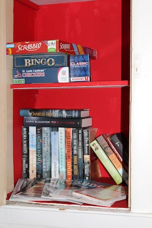 Games, cards and plenty of books to read.
