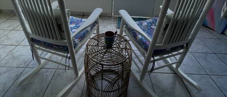 Balcony facing the beach and courtyard 