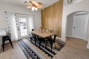 Dining area seats eight (8) comfortably