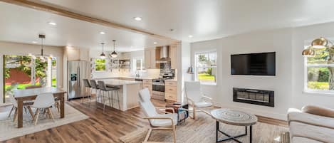 Open living room, dining and kitchen main floor