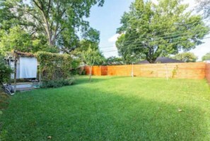 large fenced back yard