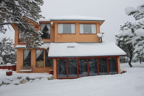 Southern facing house.  Living space upstairs with views!