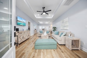 View when you enter the home; with the living room and dining room in an open concept setting. Great for gatherings.