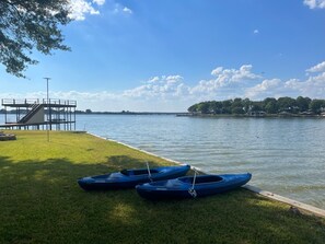 Kayaks and other lake toys for your use- fence installed after this photo taken 