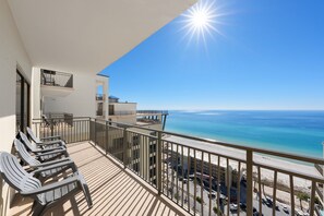 Relax on the Balcony(s)! Spacious + long Balcony that provides 180-degree views! You could spend your entire vacation here on the balcony alone!