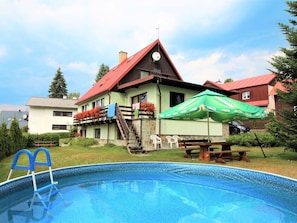 Wolke, Himmel, Wasser, Pflanze, Gebäude, Eigentum, Schwimmbad, Baum, Haus, Schatten