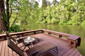 Backyard private deck with river view