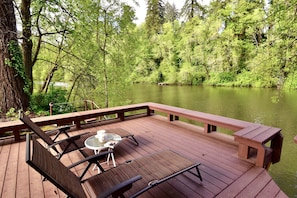 Backyard private deck with river view