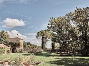 A view of the walled gardens of Pélat - you can see the tower and creeping vines