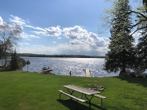 Hundreds of feet of water frontage, each cabin has a picnic table and fire pit to enjoy