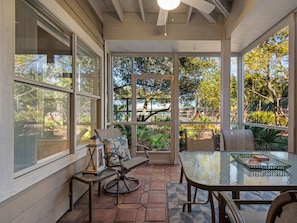 Serene Patio with View of Tennis Courts