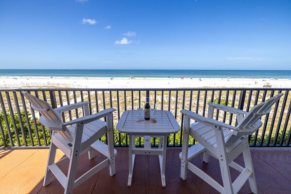 Your own private balcony – Pearly white sands below and breathtaking view beyond