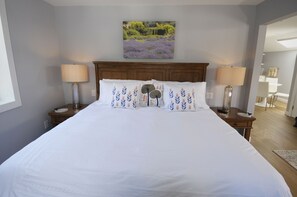 King size bed provided with luxury linens.