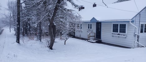 Winter view of the house