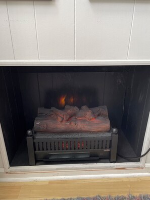 Electric fireplace and heater.