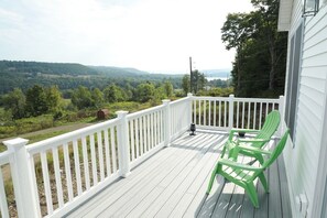 Deck with view to the east of the lake and the dam for Lake Cowanesque.