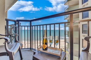 Begin your day in sunrise serenity on the balcony of our oceanview suite, where the first light of day bathes the coastline in a warm and golden glow!
