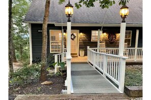 Accessible walkway leading to cabin front door from driveway