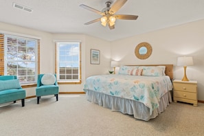 Spacious king bedroom on upper level with views in every direction
