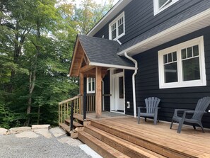 Back entrance and covered porch 