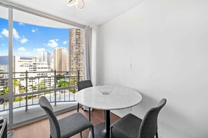 Dedicated dining space with beautiful city view