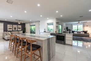 Open Concept Kitchen, Living, and Dining