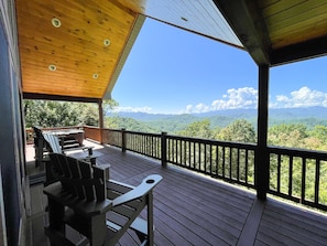 Covered deck - Covered deck with seating.