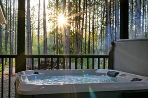 Watch the sunset while enjoying a soak in the whirlpool 