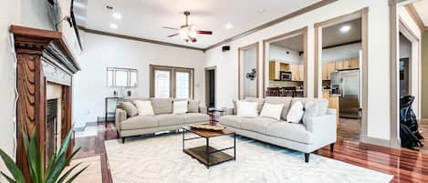 Large living room - perfect space to gather and watch movies on the 70 inch HDTV