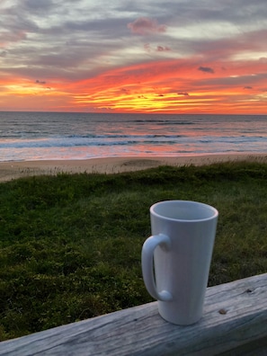 Enjoy your morning coffee or tea on the private balcony