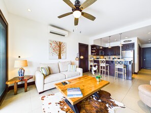 Living area with comfortable sofa