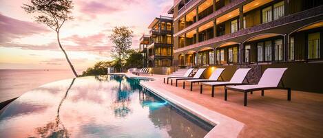 Enjoy these impressive sunsets by the pool.